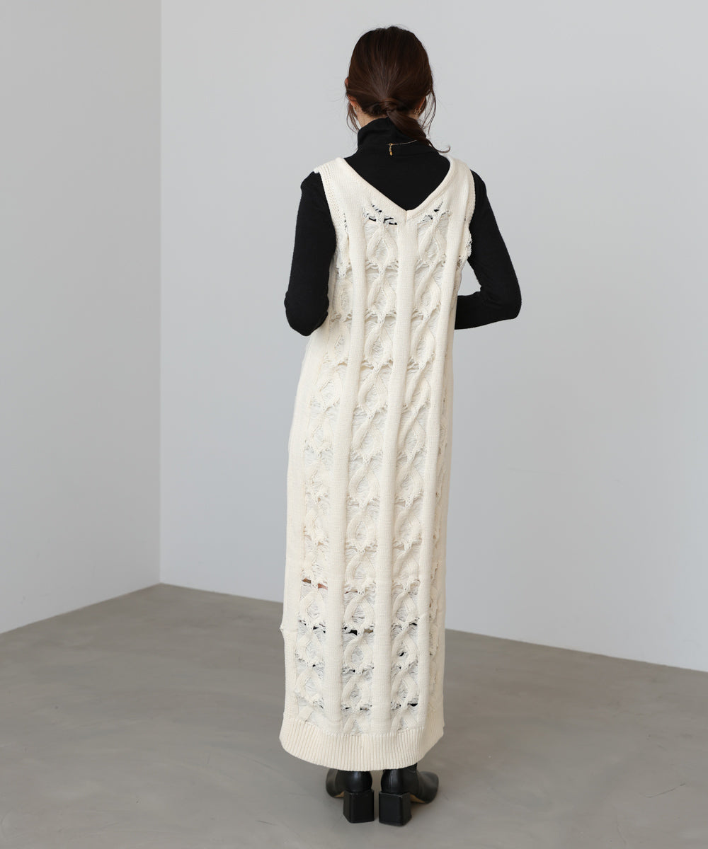 【S・Mサイズ展開】ミックス編みニットワンピース