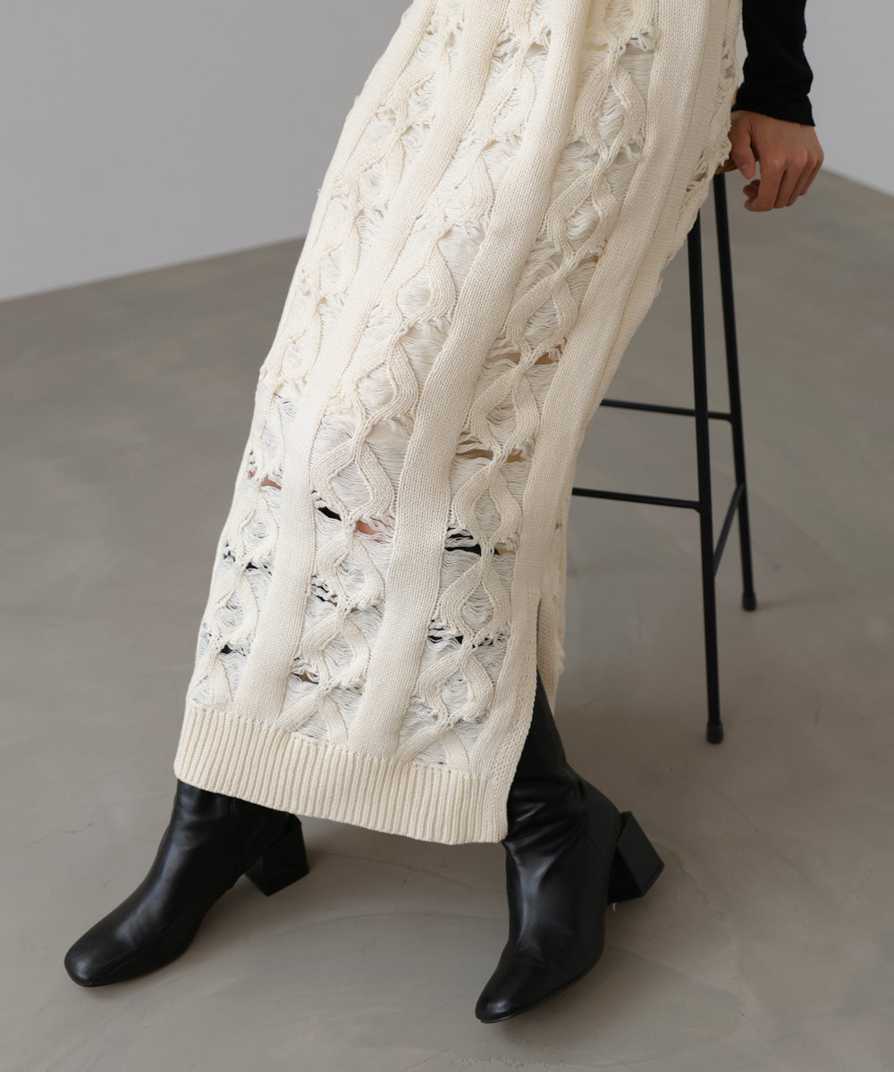 【S・Mサイズ展開】ミックス編みニットワンピース