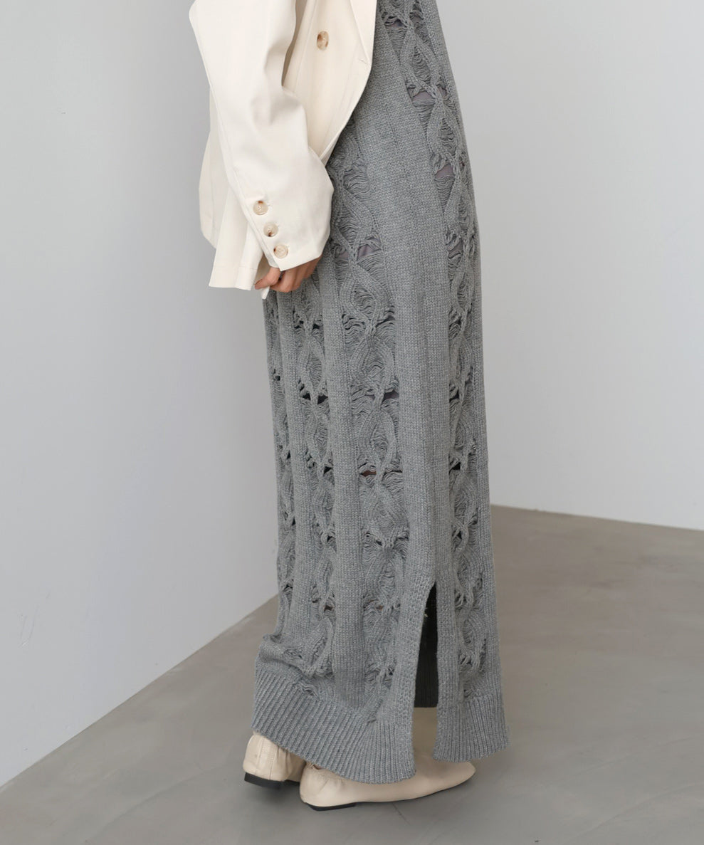 【S・Mサイズ展開】ミックス編みニットワンピース