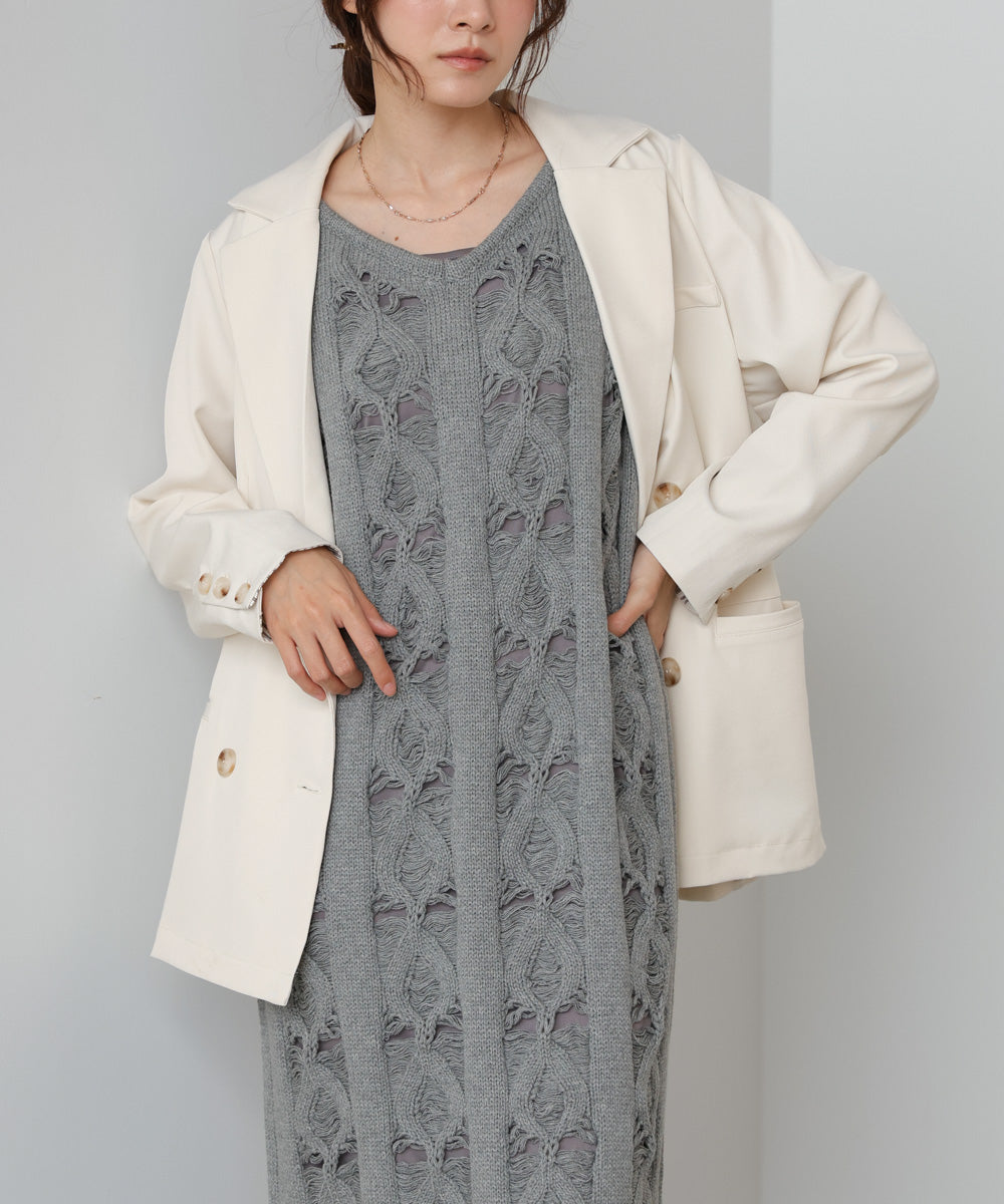 【S・Mサイズ展開】ミックス編みニットワンピース