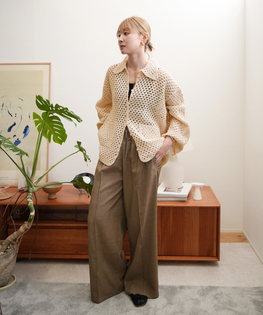 クロシェシャツカラートップス