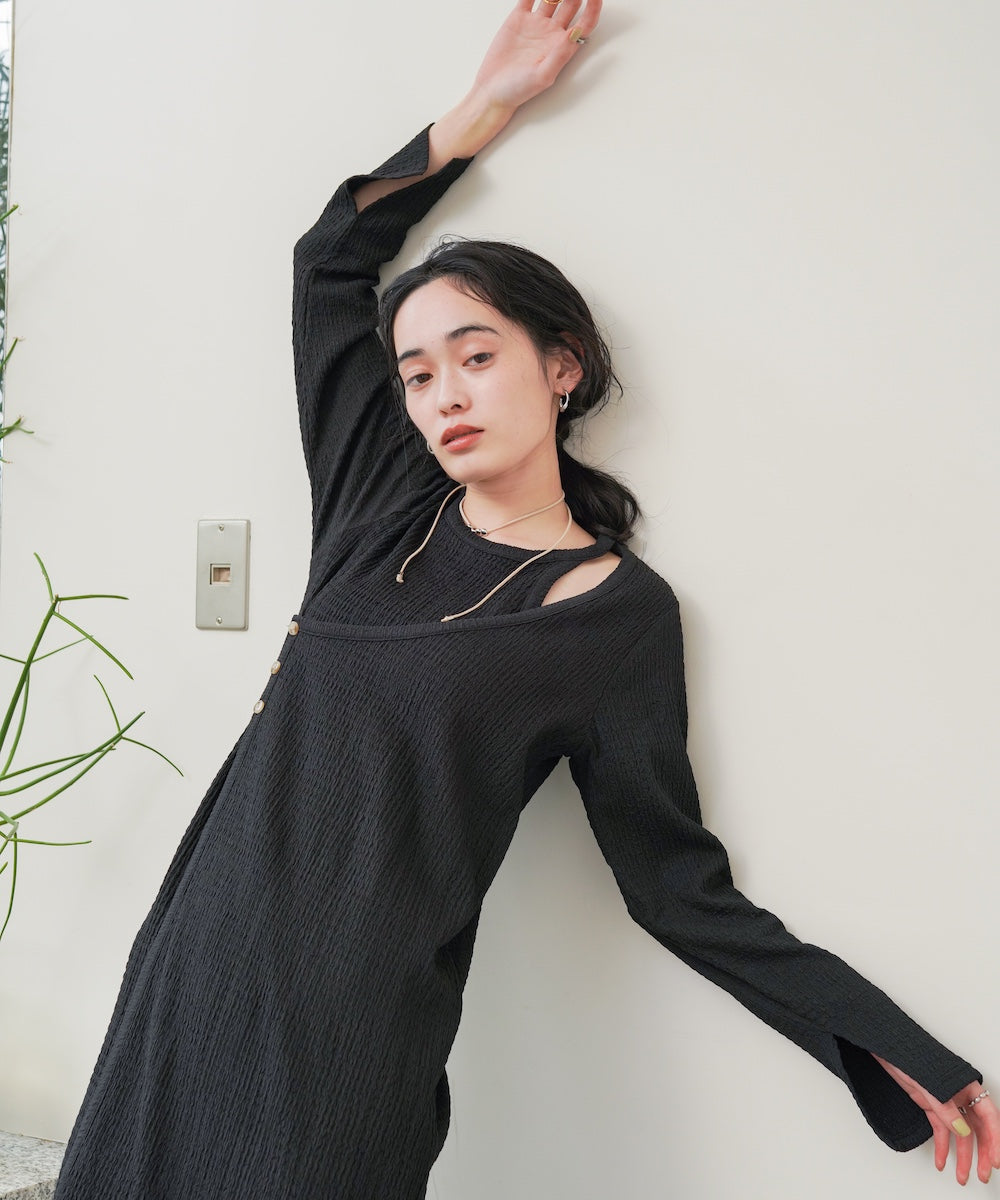 【低身長さん向けサイズあり】レイヤードデザインカットワンピース