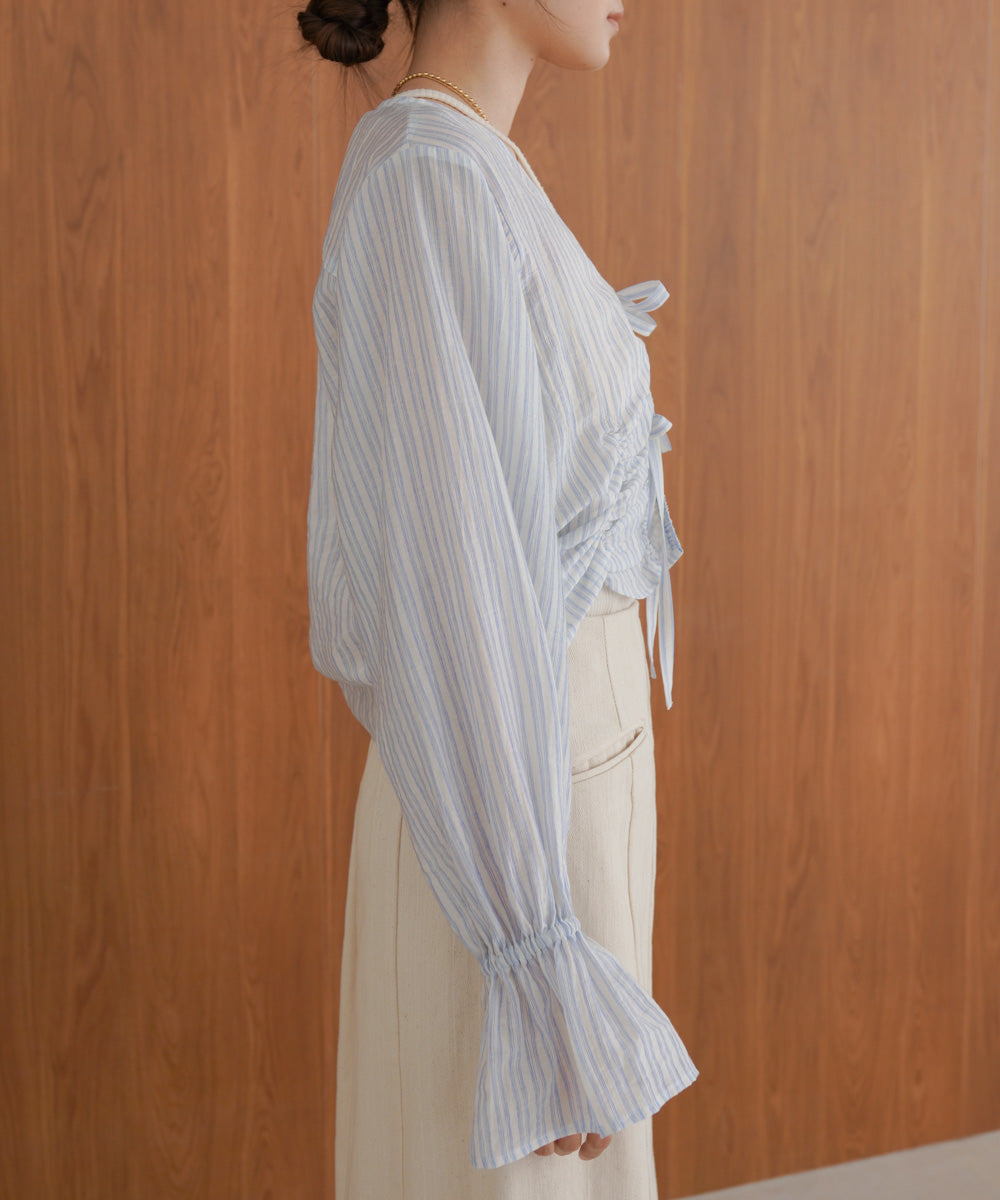 ギャザーキャンディースリーブブラウス