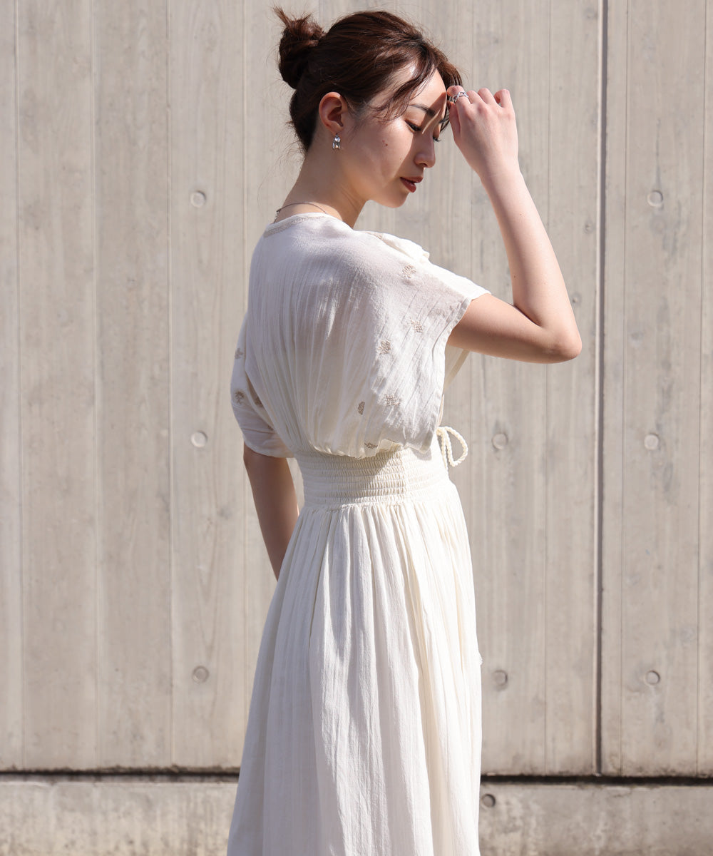 【S・Mサイズ展開】フロント刺繍ウエストシャーリングワンピース