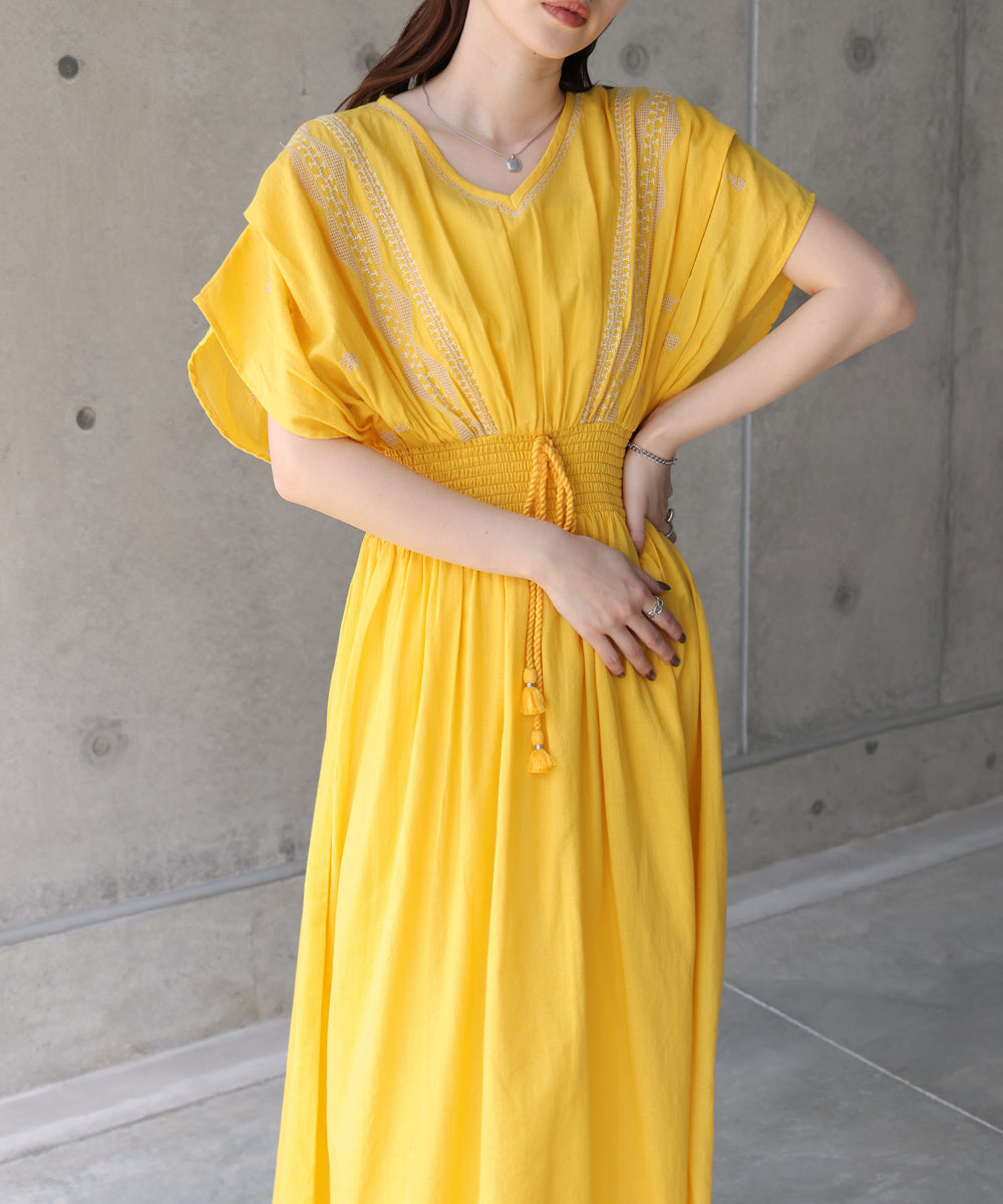 【S・Mサイズ展開】フロント刺繍ウエストシャーリングワンピース