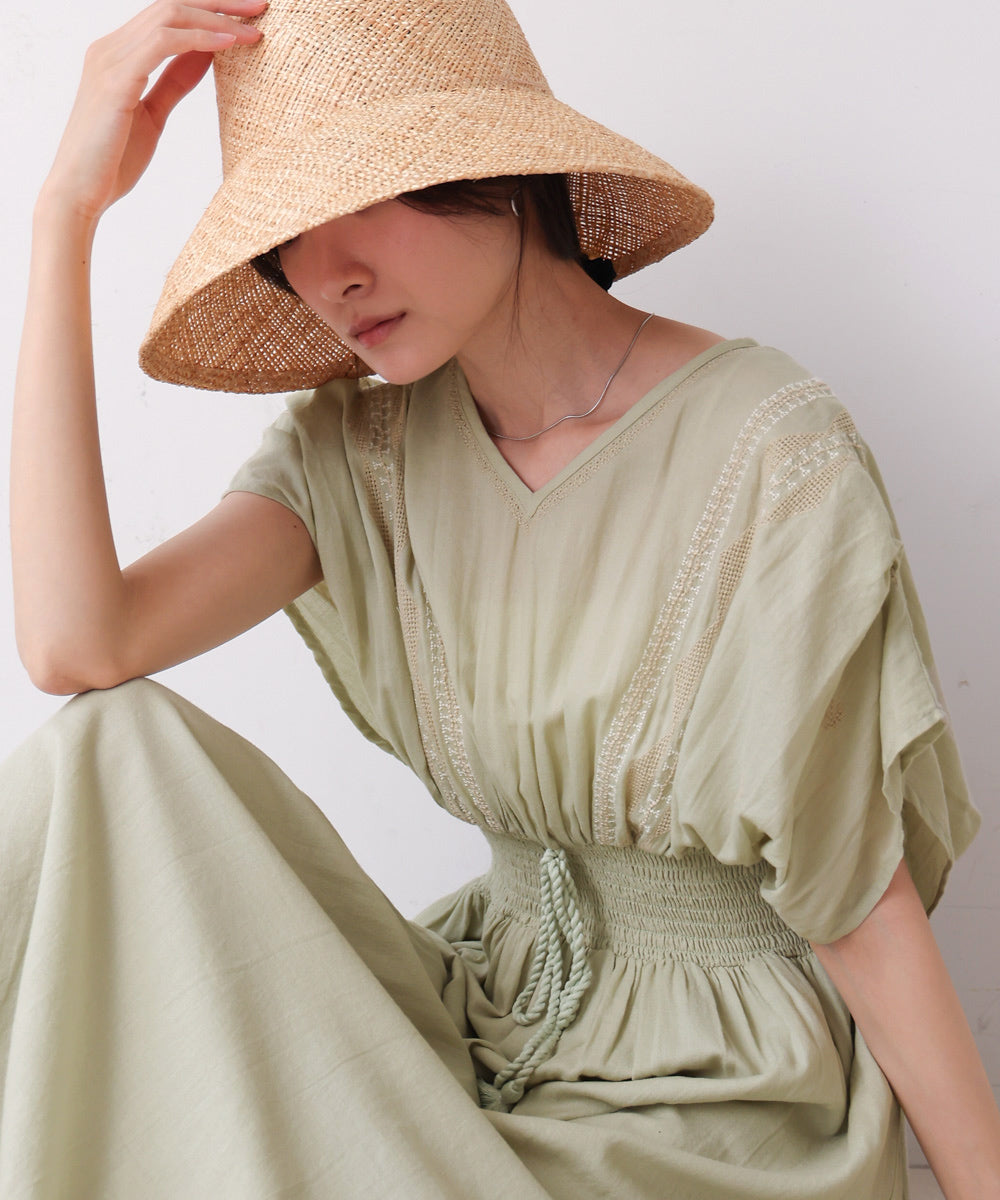 【S・Mサイズ展開】フロント刺繍ウエストシャーリングワンピース