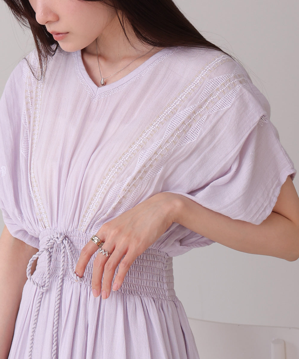 【S・Mサイズ展開】フロント刺繍ウエストシャーリングワンピース