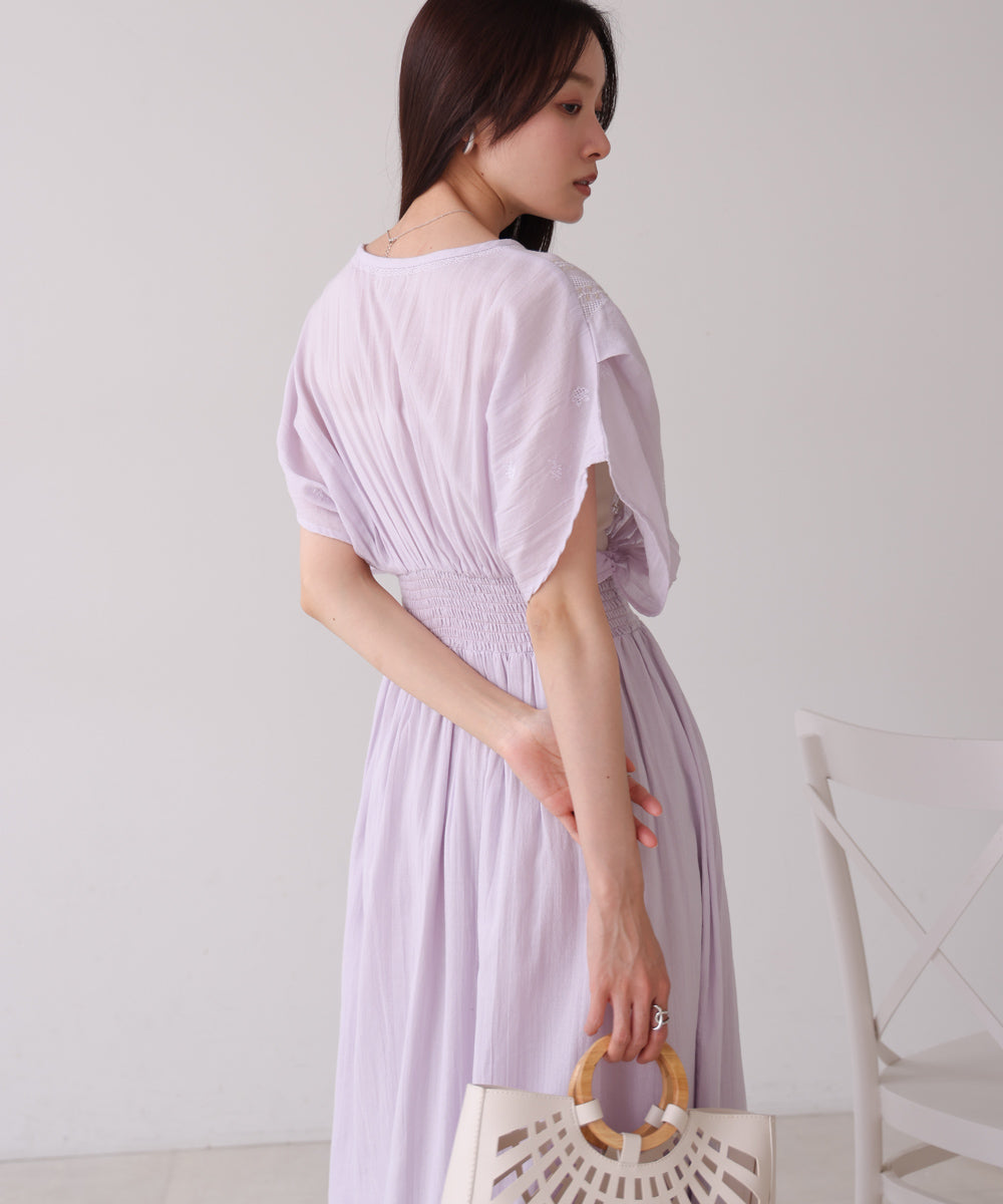 【S・Mサイズ展開】フロント刺繍ウエストシャーリングワンピース