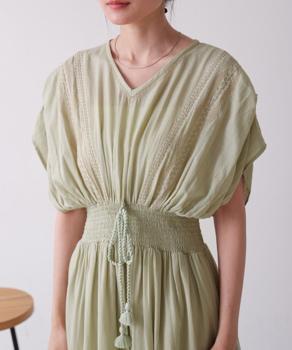 【S・Mサイズ展開】フロント刺繍ウエストシャーリングワンピース