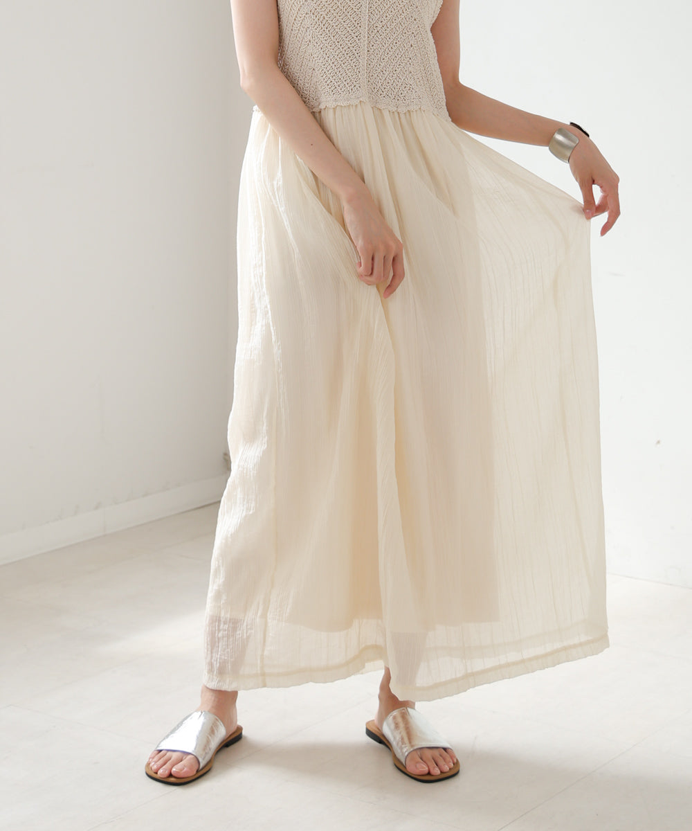 【S・M・Lサイズ展開】クロシェコンビキャミワンピース