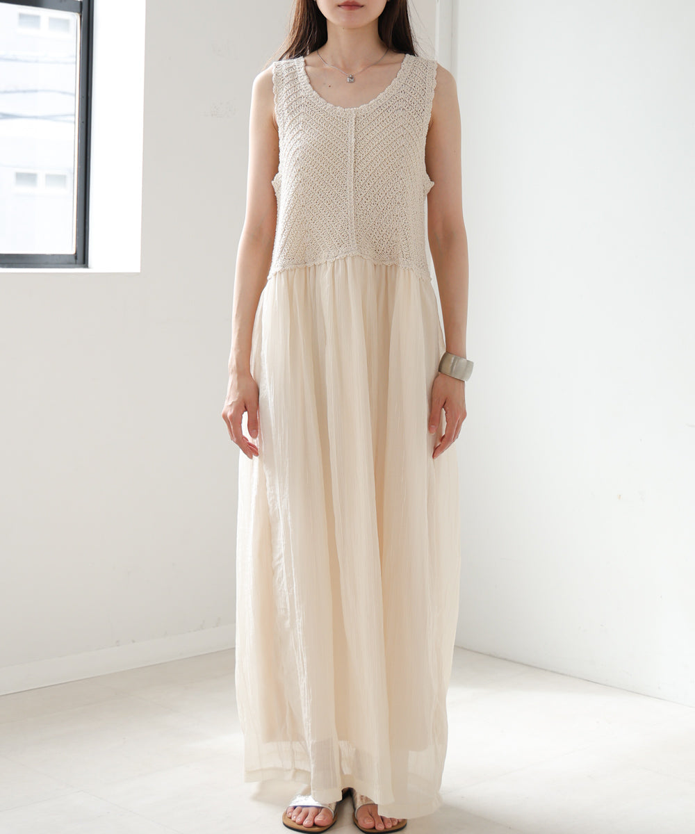 【S・M・Lサイズ展開】クロシェコンビキャミワンピース