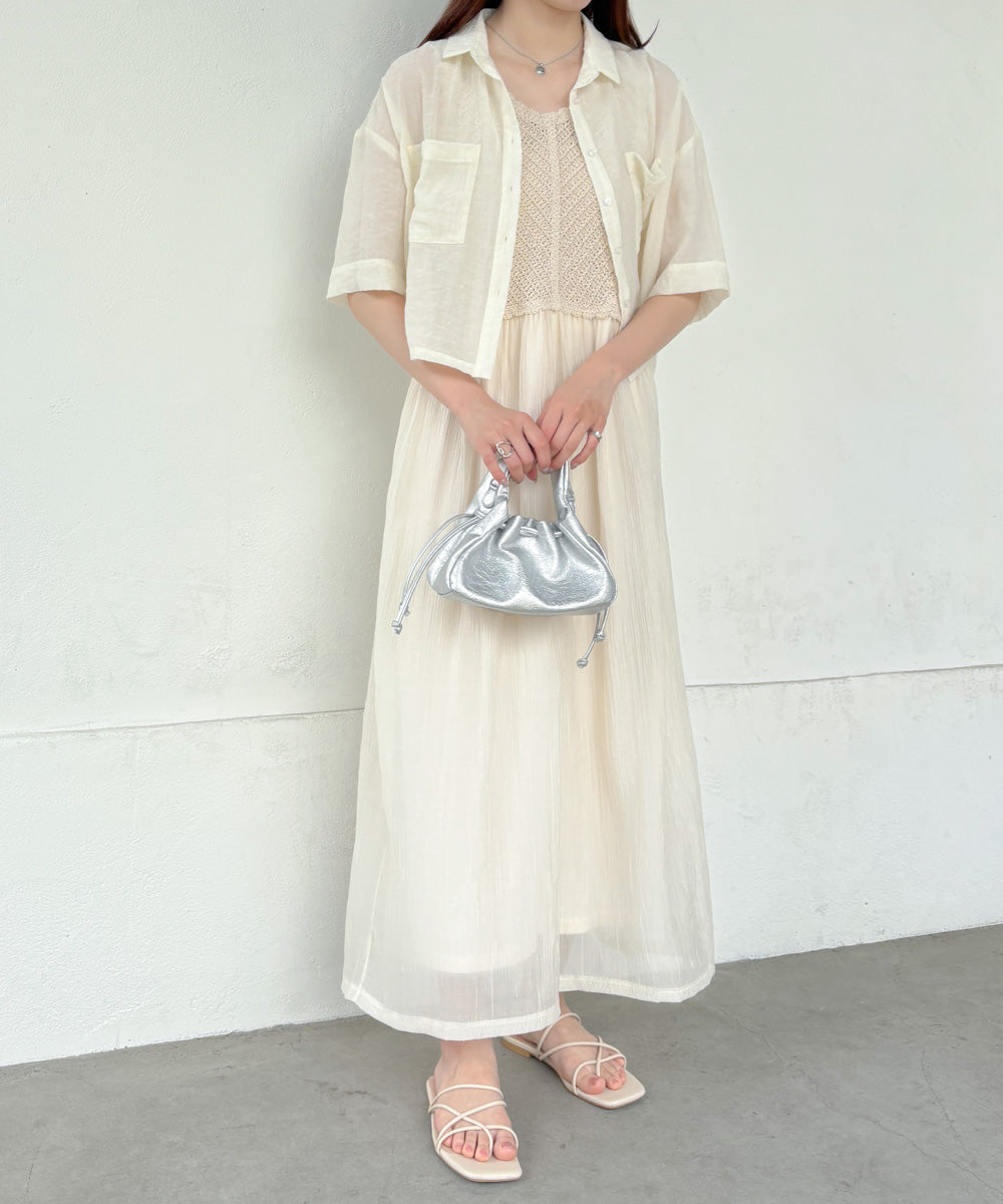 【S・M・Lサイズ展開】クロシェコンビキャミワンピース