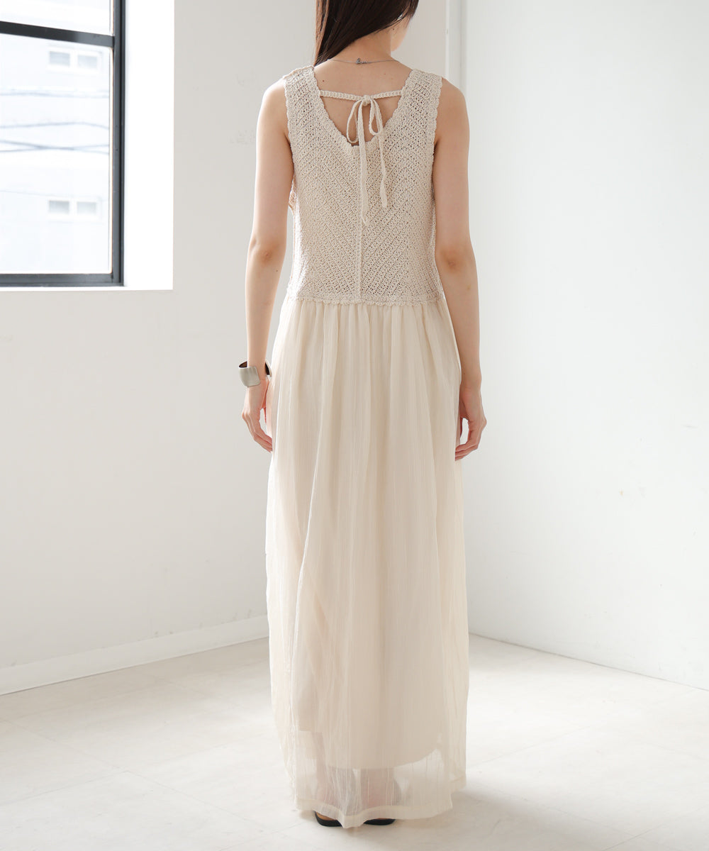 【S・M・Lサイズ展開】クロシェコンビキャミワンピース