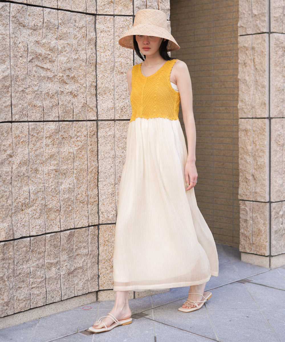 【S・M・Lサイズ展開】クロシェコンビキャミワンピース