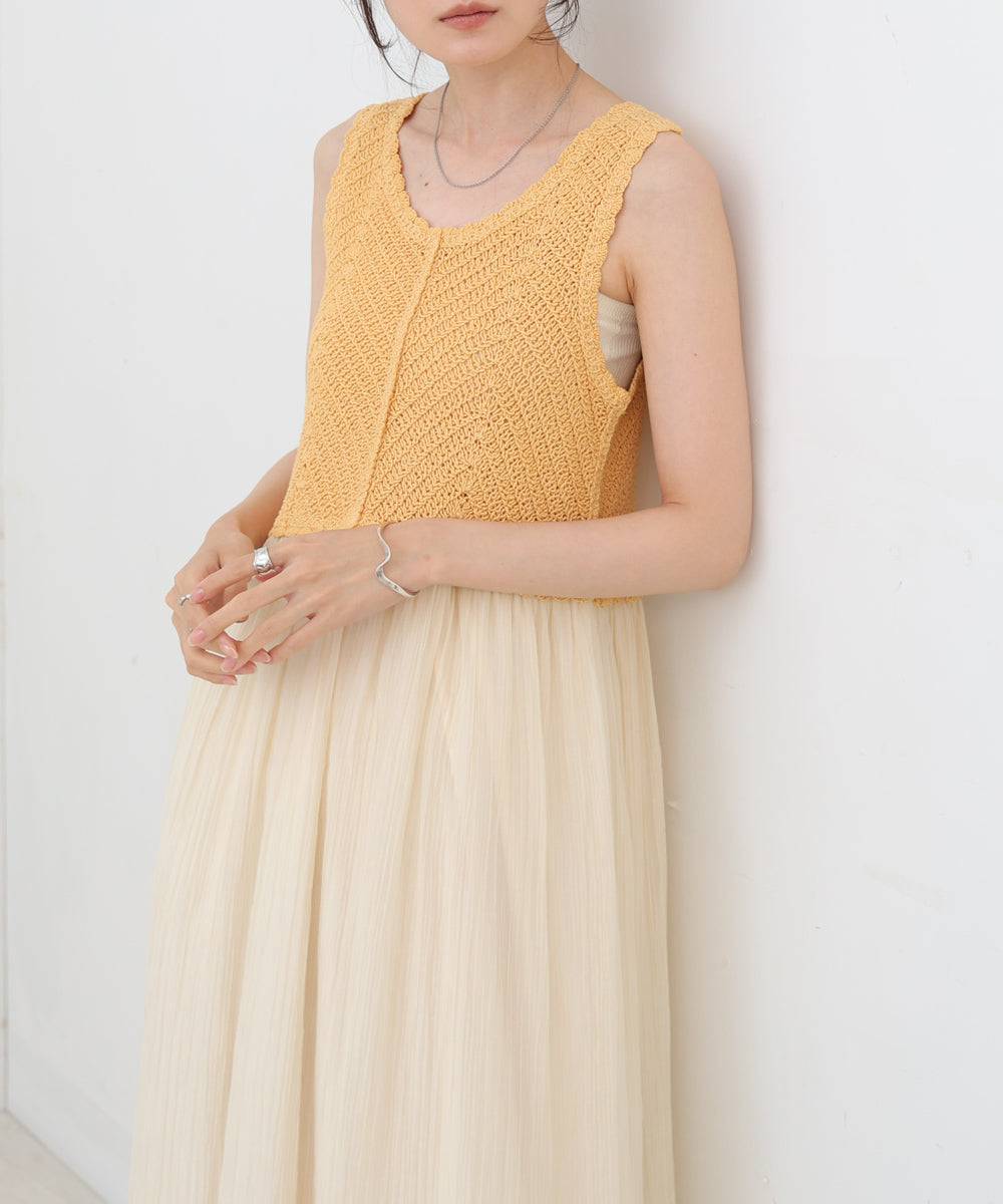 【S・M・Lサイズ展開】クロシェコンビキャミワンピース