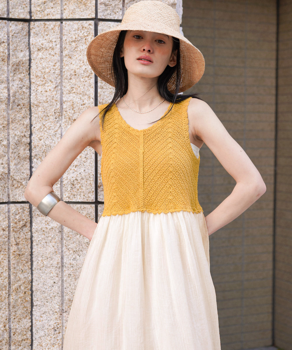 【S・M・Lサイズ展開】クロシェコンビキャミワンピース