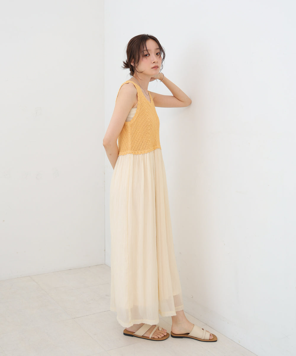 【S・M・Lサイズ展開】クロシェコンビキャミワンピース