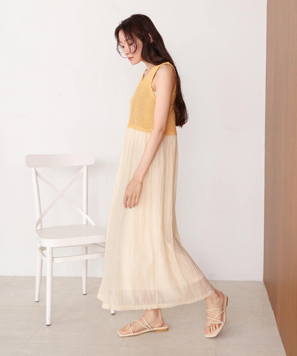 【S・M・Lサイズ展開】クロシェコンビキャミワンピース