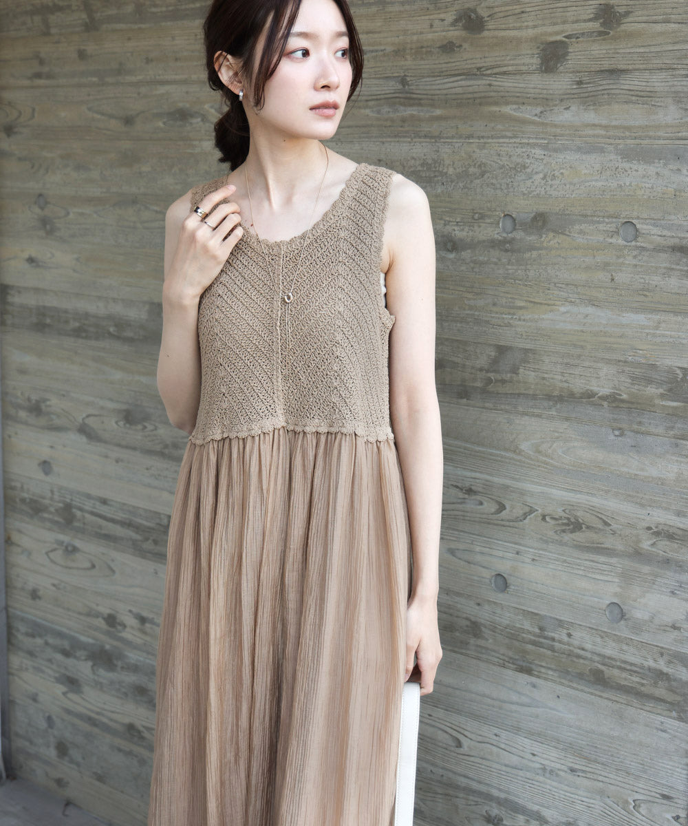 【S・M・Lサイズ展開】クロシェコンビキャミワンピース