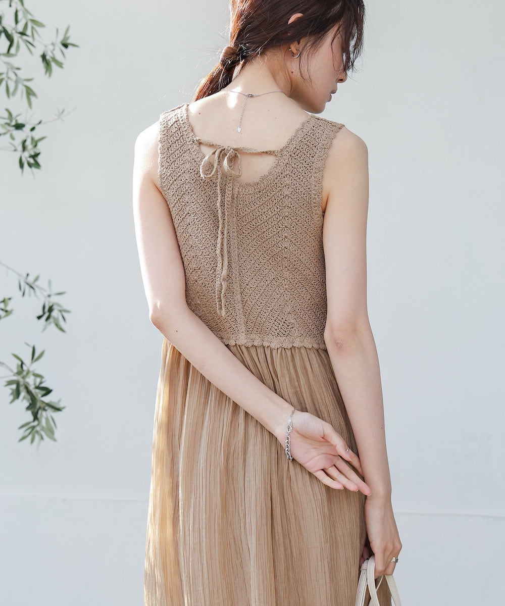 【S・M・Lサイズ展開】クロシェコンビキャミワンピース