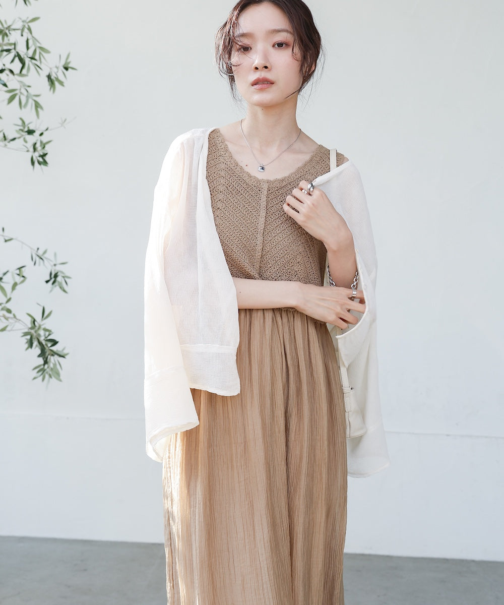 【S・M・Lサイズ展開】クロシェコンビキャミワンピース