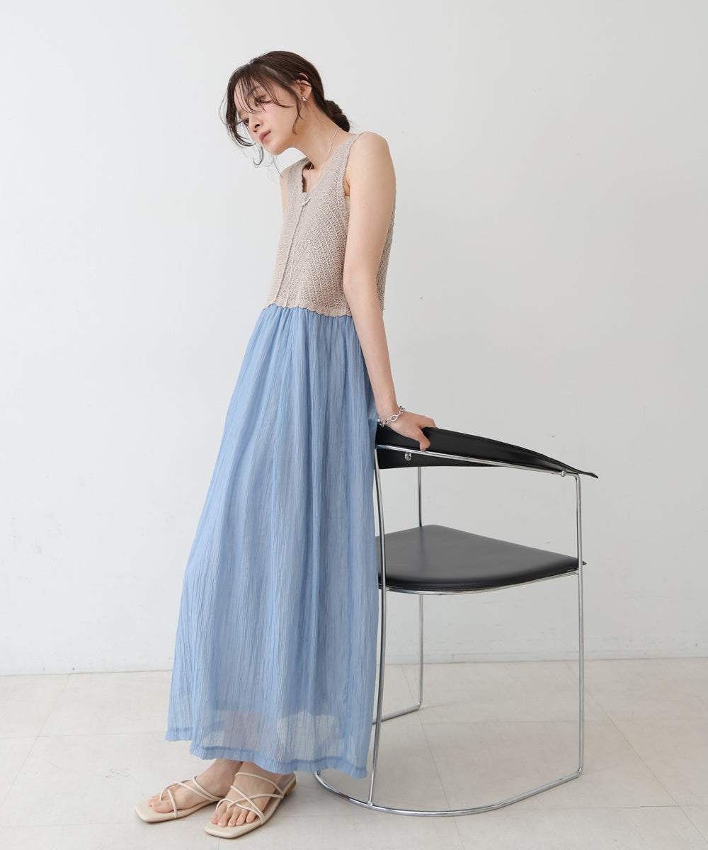 【S・M・Lサイズ展開】クロシェコンビキャミワンピース