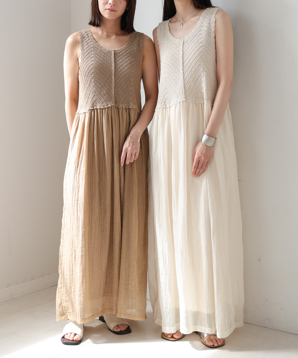 【S・M・Lサイズ展開】クロシェコンビキャミワンピース