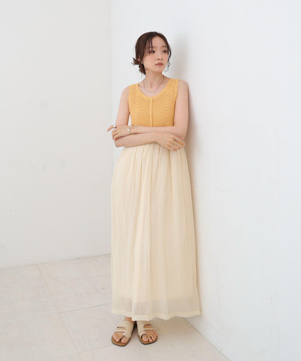 【S・M・Lサイズ展開】クロシェコンビキャミワンピース