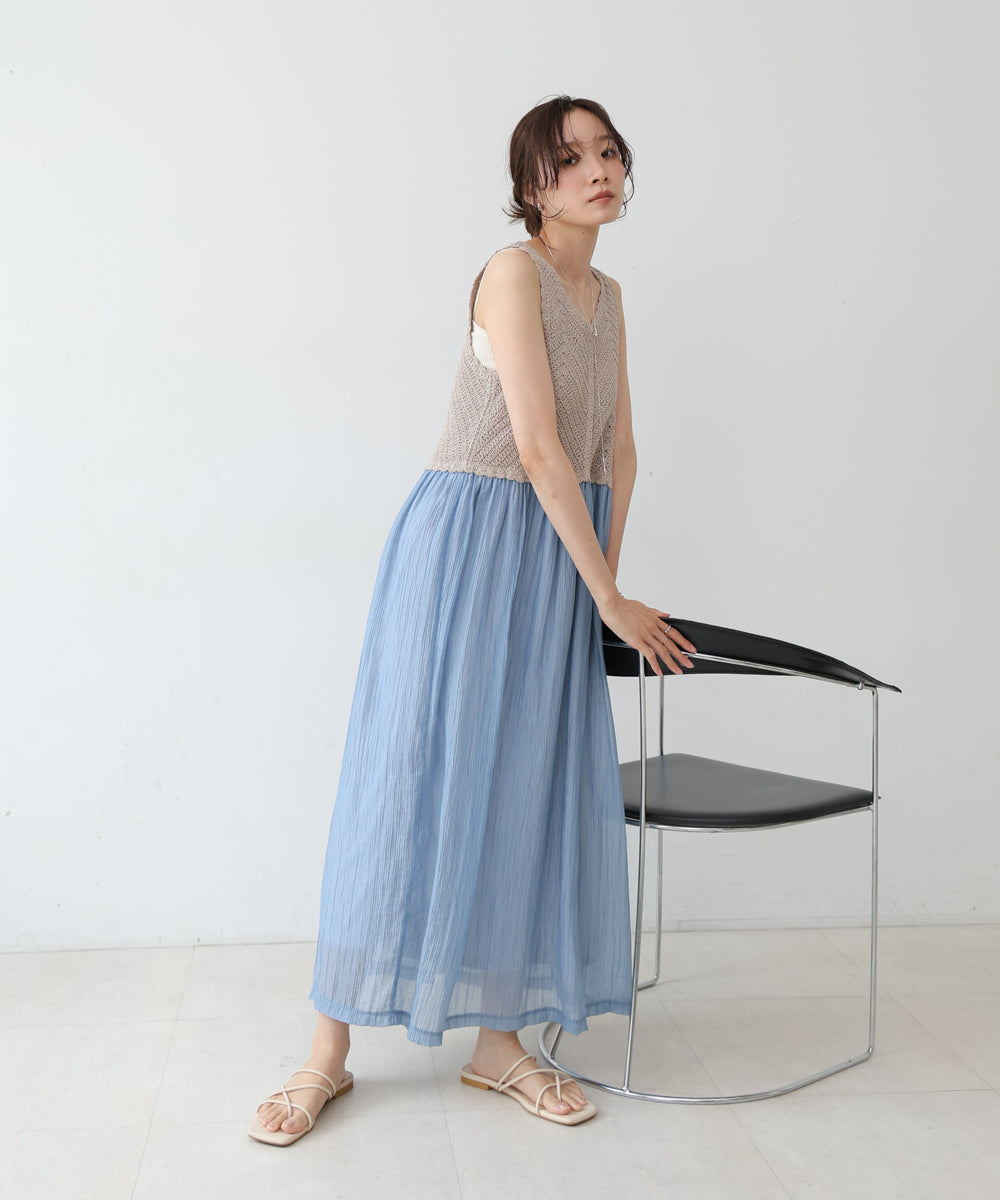 【S・M・Lサイズ展開】クロシェコンビキャミワンピース