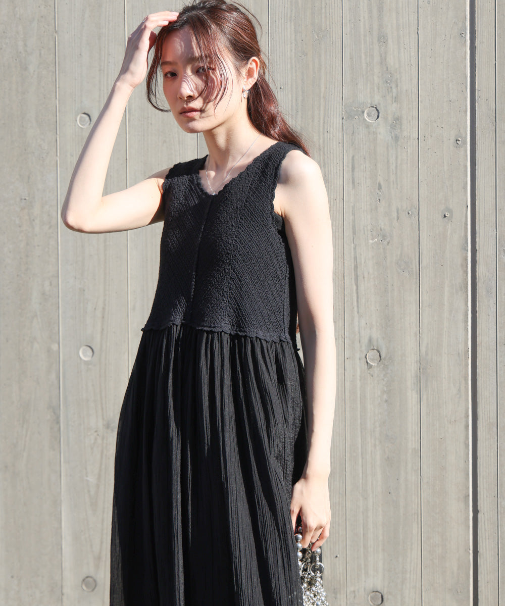 【S・M・Lサイズ展開】クロシェコンビキャミワンピース