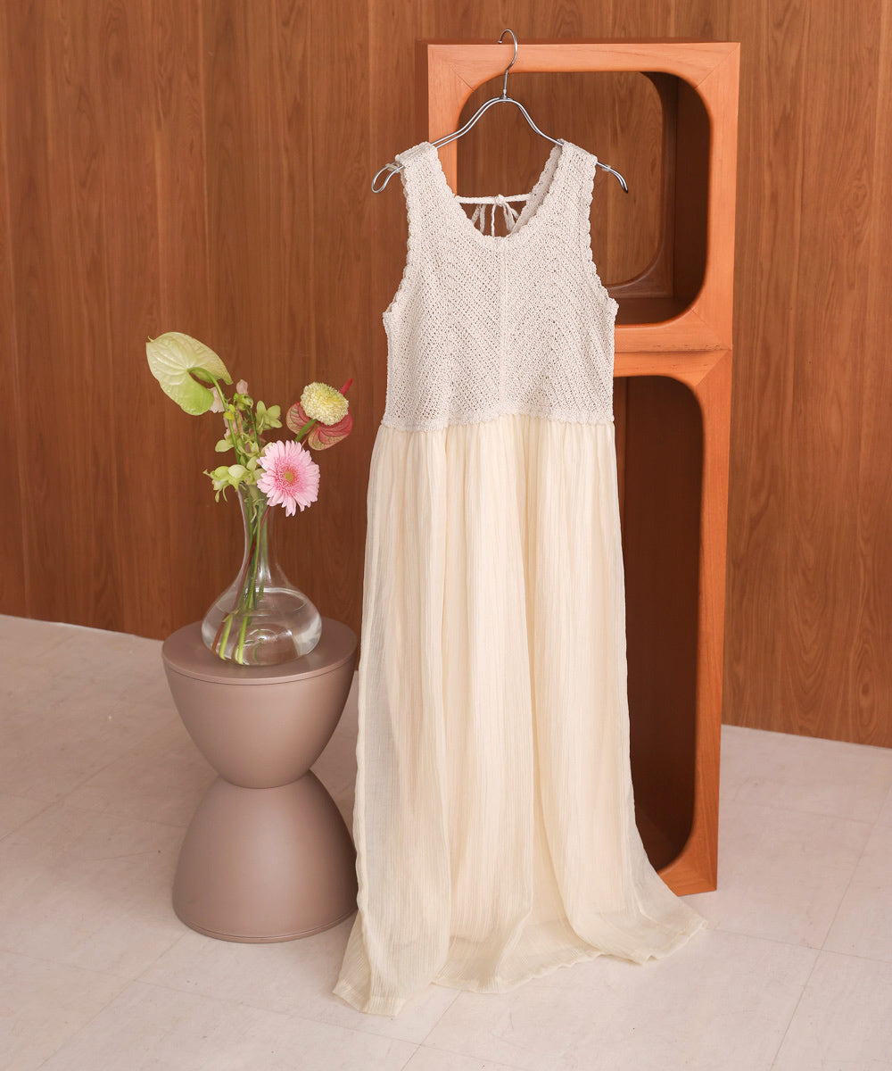 【S・M・Lサイズ展開】クロシェコンビキャミワンピース