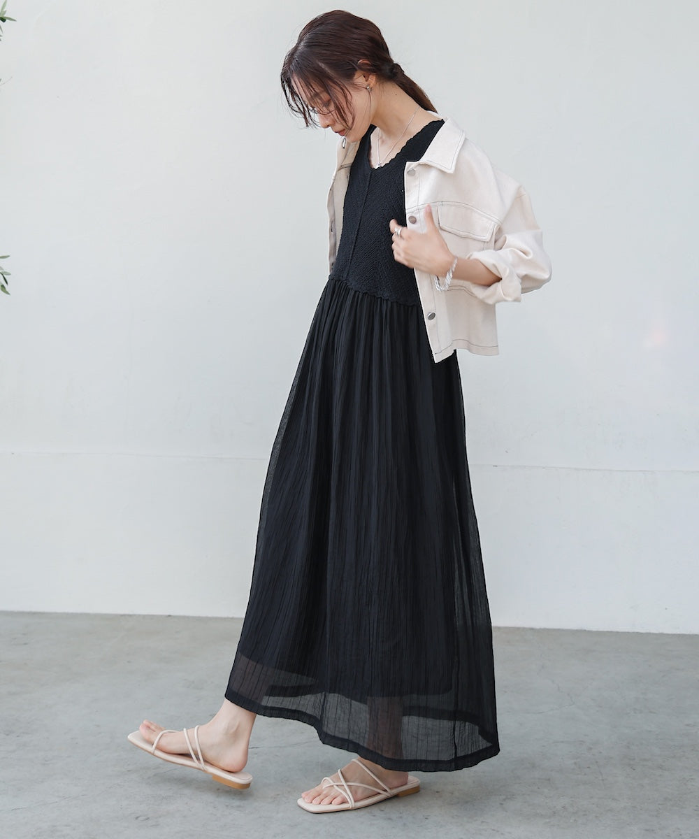 【S・M・Lサイズ展開】クロシェコンビキャミワンピース