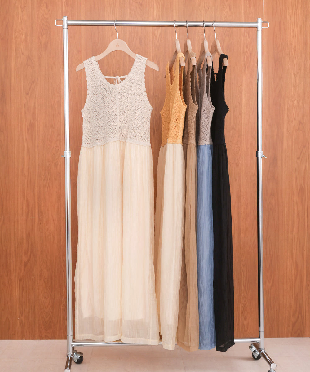 【S・M・Lサイズ展開】クロシェコンビキャミワンピース