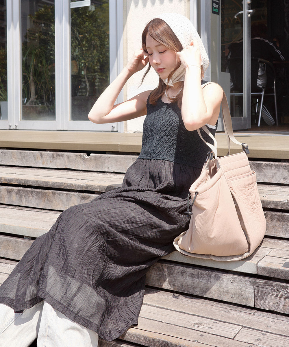 【S・M・Lサイズ展開】クロシェコンビキャミワンピース