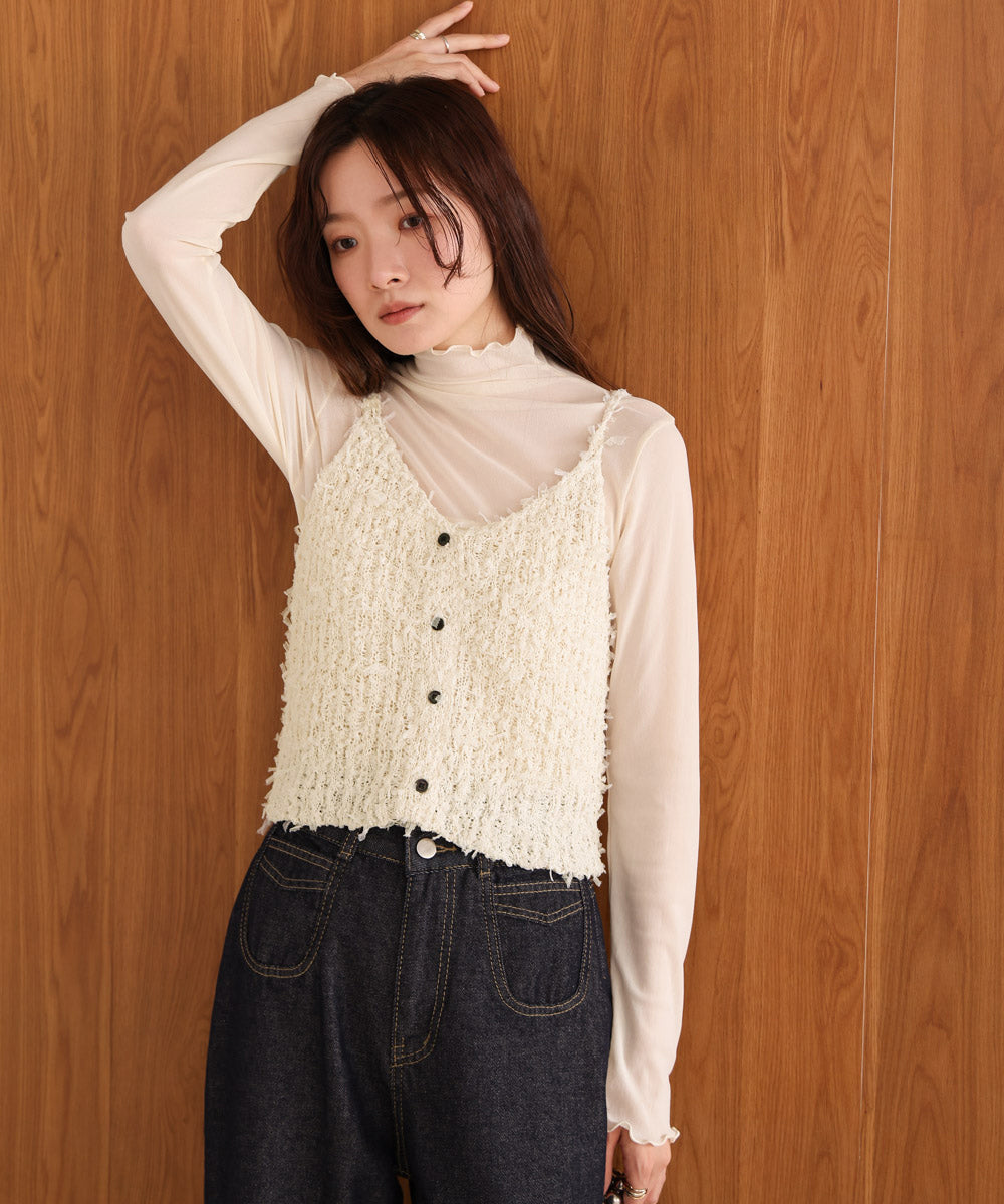 【LOOK掲載/2025SS】チュールリボンヤーンキャミソール