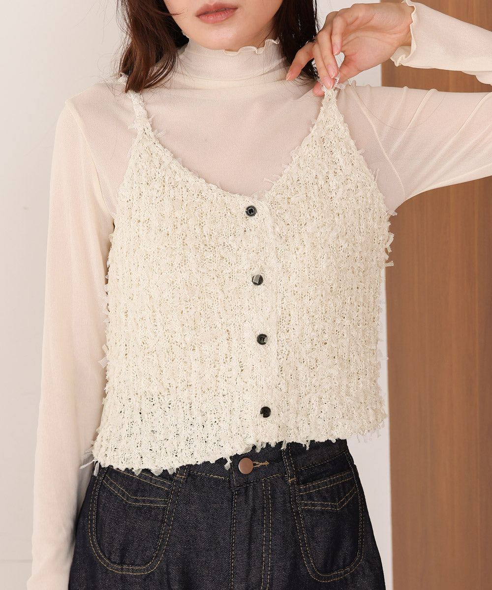 【LOOK掲載/2025SS】チュールリボンヤーンキャミソール