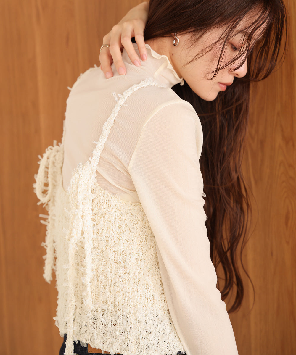 【LOOK掲載/2025SS】チュールリボンヤーンキャミソール