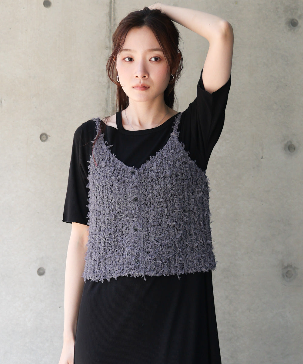 【LOOK掲載/2025SS】チュールリボンヤーンキャミソール