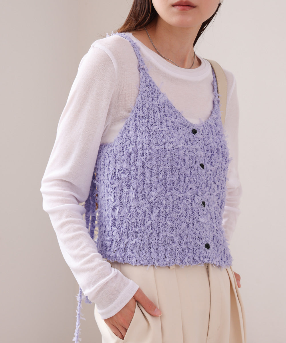 【LOOK掲載/2025SS】チュールリボンヤーンキャミソール