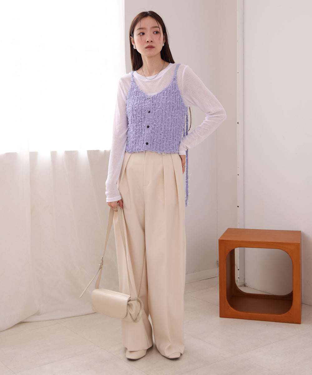 【LOOK掲載/2025SS】チュールリボンヤーンキャミソール