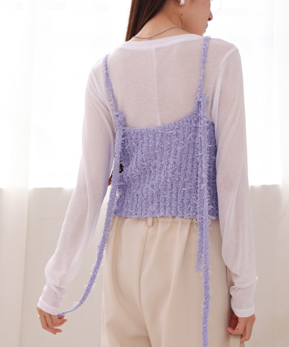 【LOOK掲載/2025SS】チュールリボンヤーンキャミソール