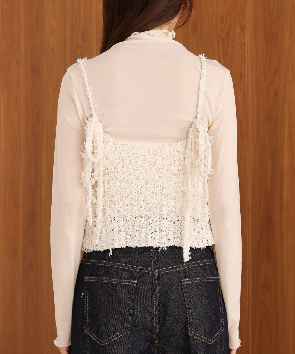 【LOOK掲載/2025SS】チュールリボンヤーンキャミソール