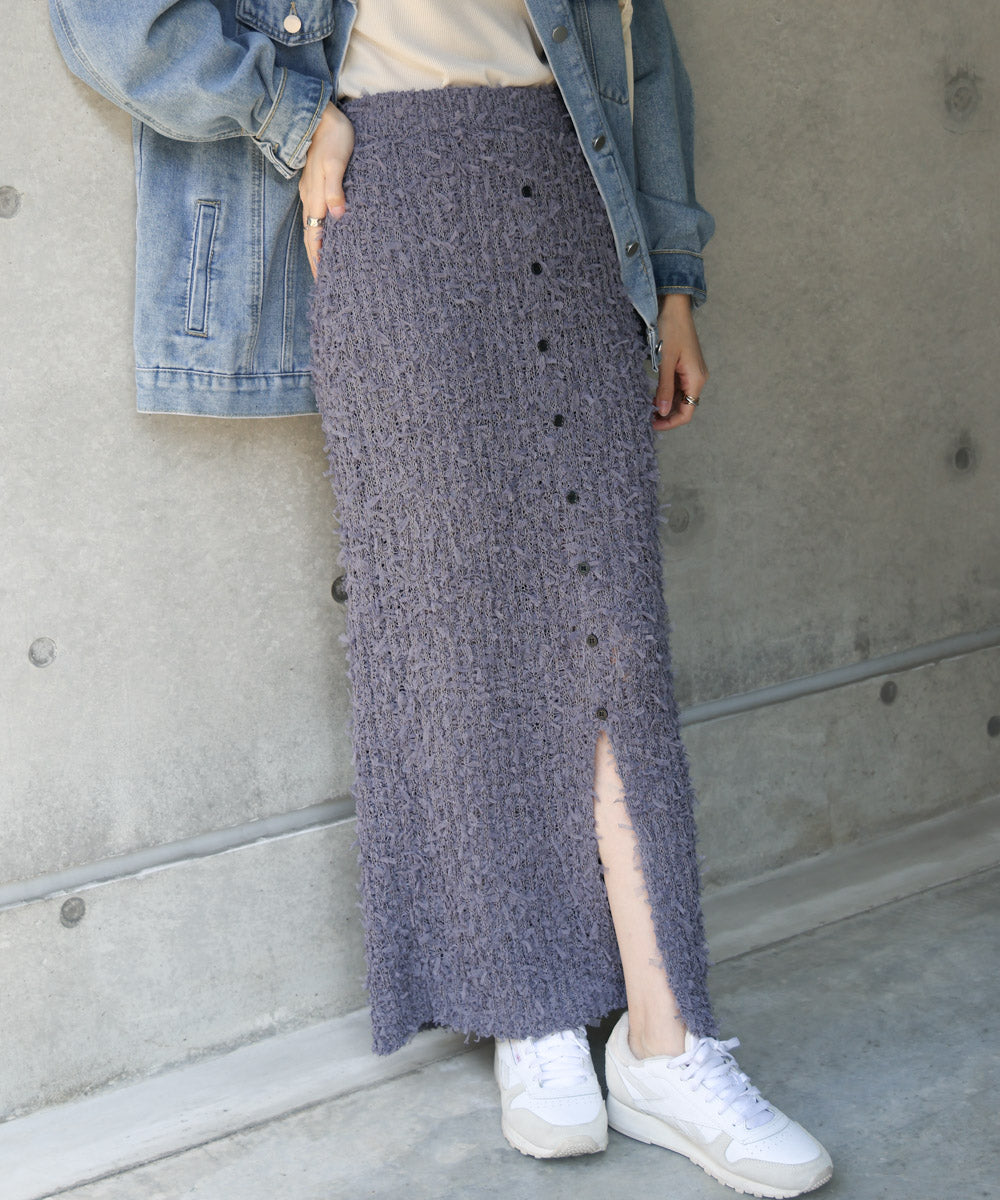 【LOOK掲載/2025SS】チュールリボンヤーン2WAYサマーニットスカート