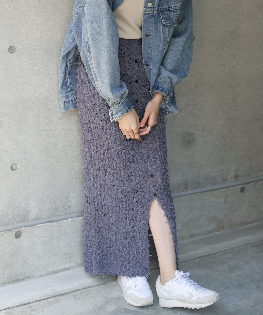 【LOOK掲載/2025SS】チュールリボンヤーン2WAYサマーニットスカート