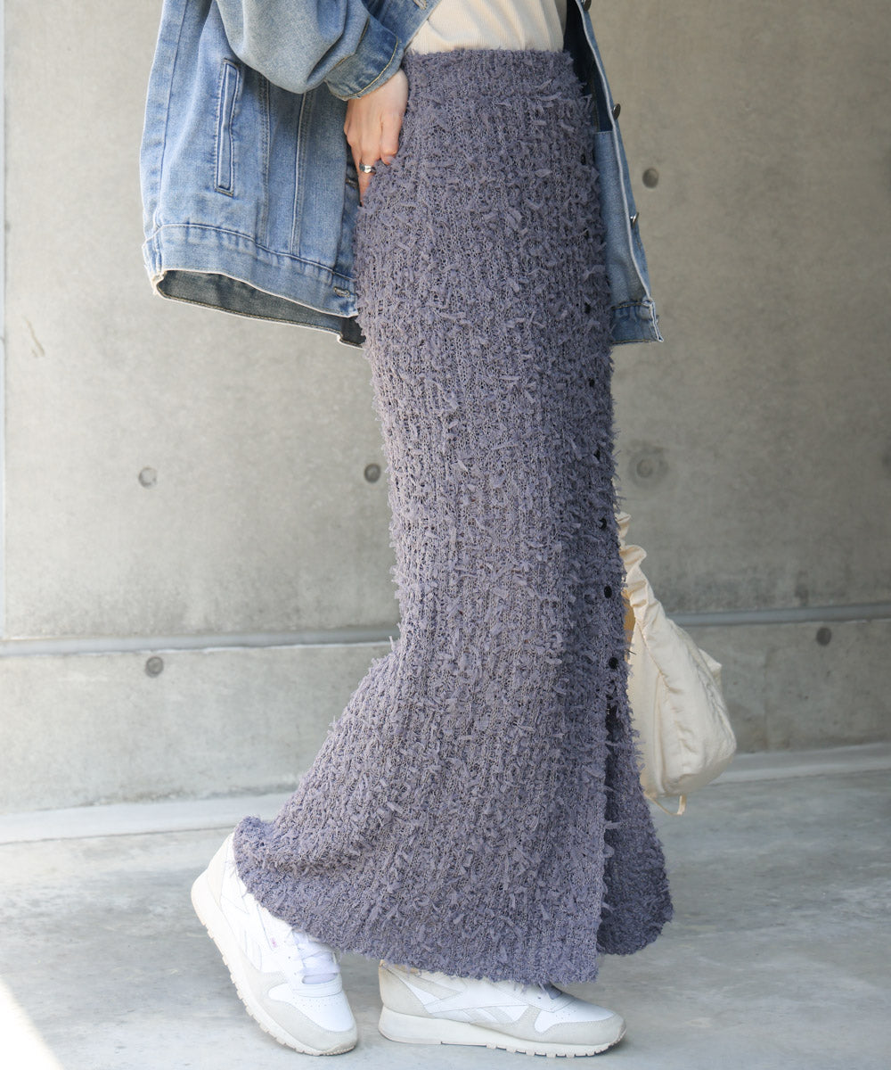 【LOOK掲載/2025SS】チュールリボンヤーン2WAYサマーニットスカート