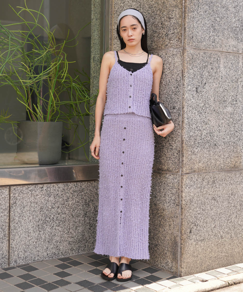 【LOOK掲載/2025SS】チュールリボンヤーン2WAYサマーニットスカート