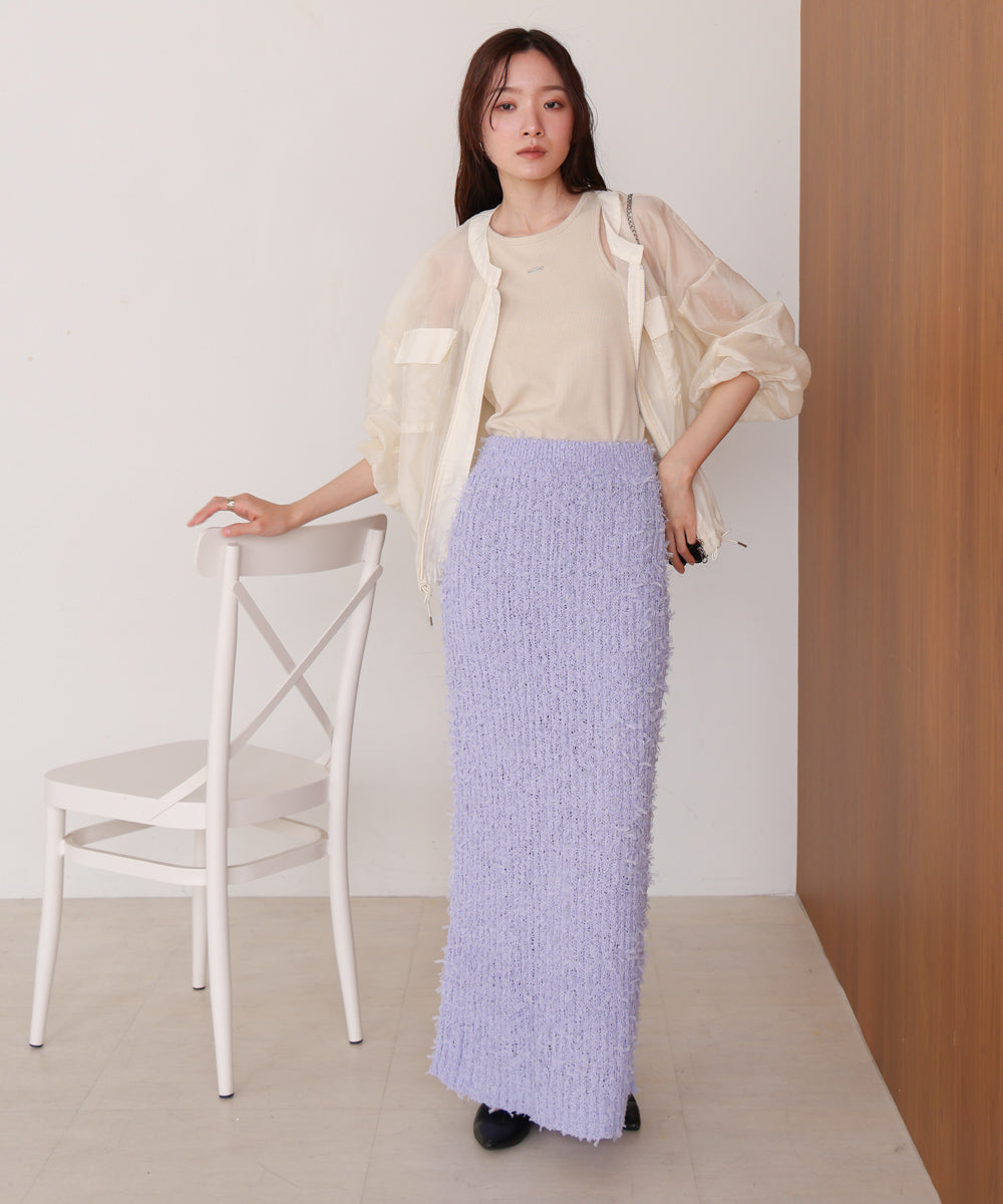 【LOOK掲載/2025SS】チュールリボンヤーン2WAYサマーニットスカート