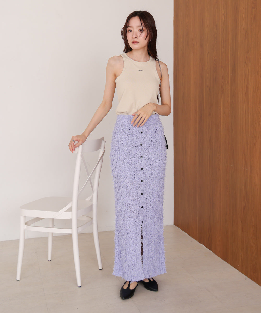 【LOOK掲載/2025SS】チュールリボンヤーン2WAYサマーニットスカート