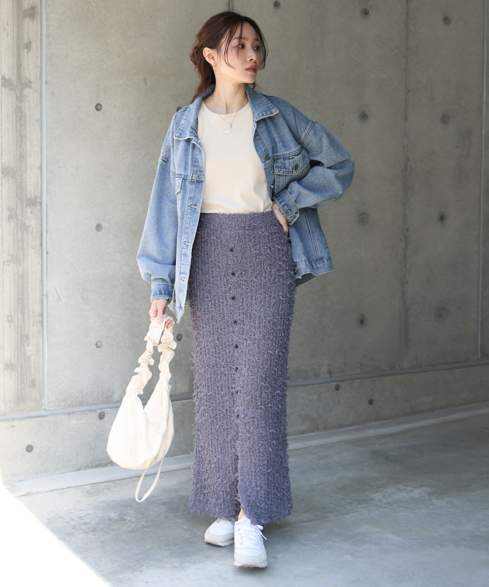 【LOOK掲載/2025SS】チュールリボンヤーン2WAYサマーニットスカート