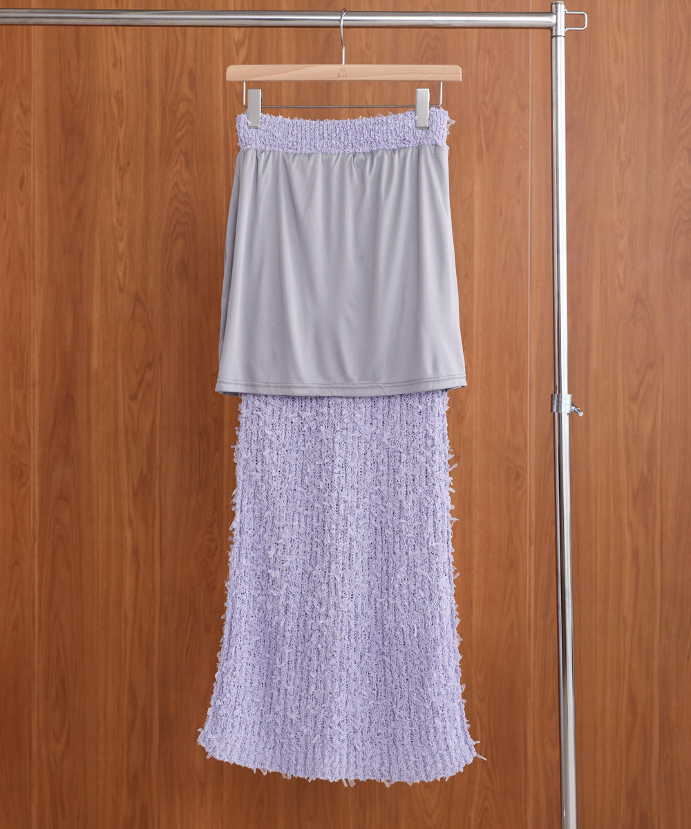 【LOOK掲載/2025SS】チュールリボンヤーン2WAYサマーニットスカート